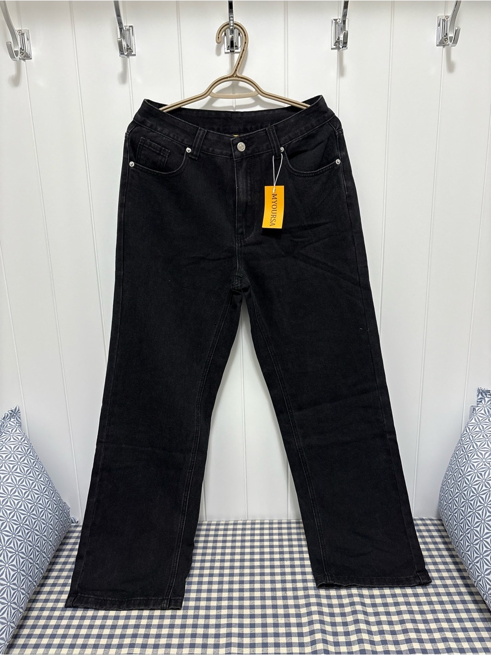 MYOURSA Black Straight Leg Jeans Size NWT